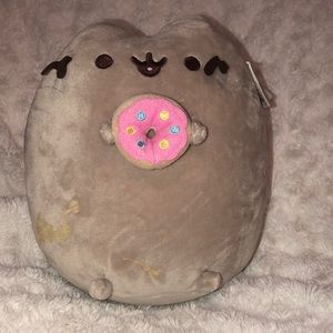 Pusheen holding donut plushie